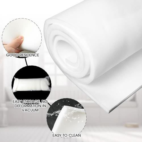 Amylove 1 Pack Polyurethane Foam 1/2 x 24 x 72 High Density Cushion Upholstery Foam Sheet for Seat Replacement DIY Projects Chairs Headboards Sofas Home (White)