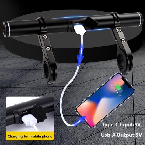 Redcomets USB Rechargeable Bike Handlebar Extender,7.8in Bike Handlebar Extension and Built-in 4000mAh Bike Phone Charger, for Holding Bike Speedometer, Phone Mount Holder and Bike Lights.