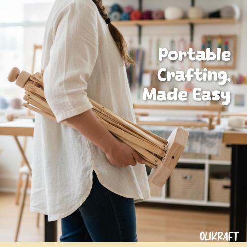 Olikraft Wooden Yarn Swift | Lightweight Reverse Yarn Umbrella Swifts | Ball Swift | Skein Winder | No Clamp Required (Patented)