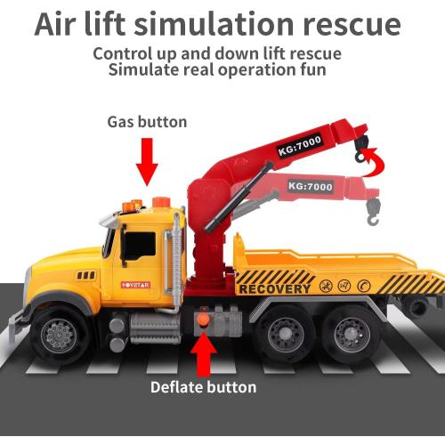 Dwi Dowellin Kids Toys for 3 4 5 6 7 Years Old Boys, 15 Large Tow Truck Toy,Friction Powered Transport Truck Crane Toy with Lights and Sounds,with Roadster,Toddlers Gifts