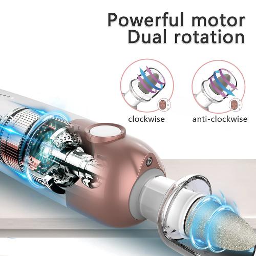 Professional Manicure Pedicure Kit, Electric Nail File Set, Cordless Electric Nail Drill Machine, 5 Speeds Hand Foot Care Tool for Nail Grind Trim Polish(White)