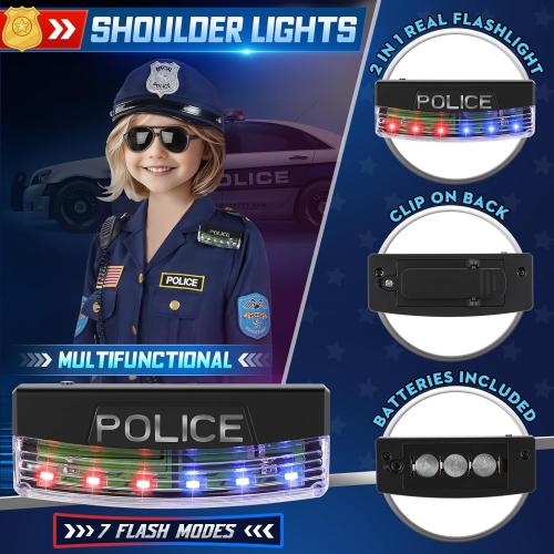 Luucio Police Officer Costume for Girls, Police Costume for Kids with Cop Gear Uniform, Halloween Costumes for Girls