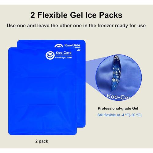 Koo-Care Large Flexible Gel Ice Pack for Injuries Reusable Hot Cold Compress - Fit for Shoulder Arm, Back, Hip, Knee, Shin, Foot Pain Relief, Swelling, Physical Therapy (L, 11 x 14) Pack of 2