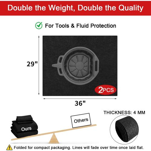 2-Pack Golener Oil Spill Mat - Garage Floor Mat, Absorbent Oil Pad, Premium Maintenance Mat, Waterproof, Contain Liquid, Protect Garage Surface from Spill & Stain, Reusable, Washable, Durable, 29”x36”