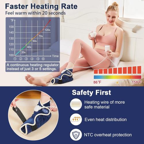 JOBYNA Ankle/Toe/Foot Warmer | Full Coverage Heated Foot Wrap |86-158℉ Continuous Setting| 10-90min Timer| Electric Heating Pad for Plantar Fasciitis Relief, Neuropathy Pain Relief for Foot(1 Pack)