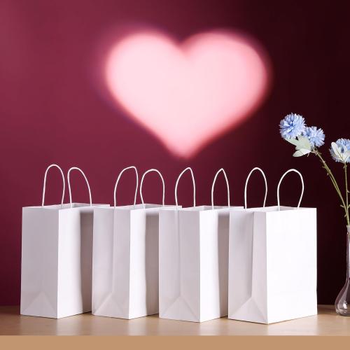 SUNCOLOR 25 Pack White Gift Bags with Handles – 8x4.5x10 Medium Bags for Shopping, Wedding, Party Favors & Valentine’s Day