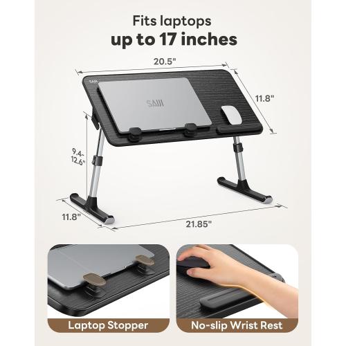 SAIJI Height & Angle Adjustable Lap Desk Laptop Stand for Bed