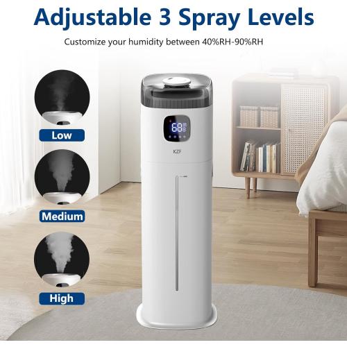 Large Humidifier for Bedroom, 9L/2.5Gallon Ultrasonic Cool Mist Humidifier with Humidistat, 360°Nozzle, 350ML/H Big Mist Level, Suitable for Kids Room Livingroom Yoga Office Plant，White
