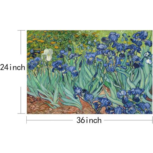 YRYWAWA Van Gogh Irises Canvas Wall Art Irises Flower Garden Canvas Art Prints Famous Oil Painting Reproduction Pictures Modern Floral Artwork Classic Decor for Living Room Bedroom Office Home Decor 24x36 inch