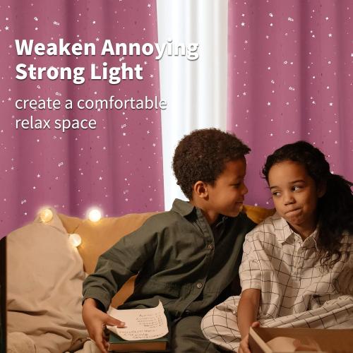 BGment Pink Blackout Curtains for Girls Bedroom, Sparkling Star Curtains Thermal Insulated Grommet Window Drapes for Dreamy Cute Princess Style Room Decor, Set of 2 Panels, 42 x 63 Inch