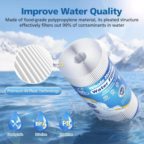 5 Micron 10 x 4.5 Whole House Water Filter Compatible with GE FXHSC, GXWH40L, Plumber W50PEHD, Culligan R50-BBSA, Pentek R50-BB, W10-PR, DuPont WFHDC3001, W50PEHD, High Flow Sediment Filters, 4 Pack