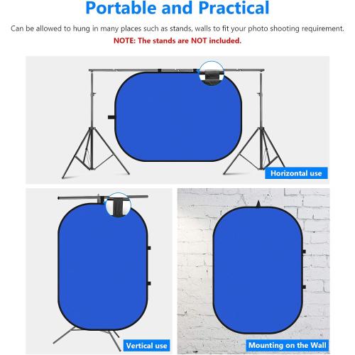 NEEWER Chromakey Backdrops, Double Sided Green Screen and Blue Screen, 2 in 1 Collapsible and Reversible Background for Photography, Gaming and Live Streaming, 5'×6.6'/1.5m×2m (Green/Blue)