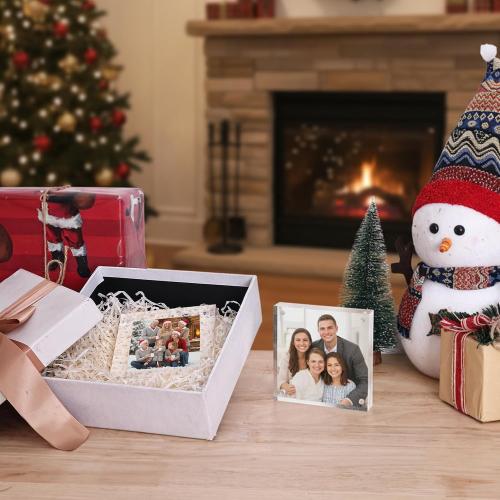 Fixwal 4x4 Acrylic Picture Frame, 3 Pack Thick Clear Double-Sided Magnetic Frames, Frameless Photo Frames for Desktop Tabletop Display