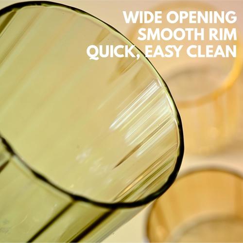 Fluted Water Glasses Set - Cute Iced Coffee Cups - Fine Lightweight Borosilicate Glasses - for Water, Sparkling Summer Drinks (14 fl oz)