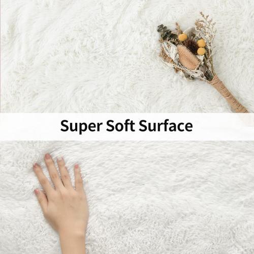 Merelax Soft Modern Indoor Large Shaggy Rug for Livingroom Bedroom Dorm Kids Room Home Decorative, Non-Slip Plush Fluffy Furry Fur Area Rugs Comfy Nursery Accent Floor Carpet 8x10 Feet, Ivory