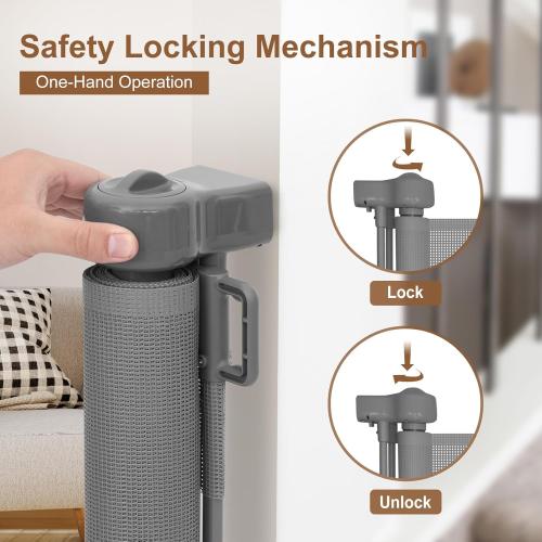 Upgrade 200 inch Retractable Baby Gates Extra Wide with Reinforced Strip Design to Prevent Crawling Through, 200 Retractable Dog Gate, 42 Tall, Retractable Gate for Indoor/Outdoor