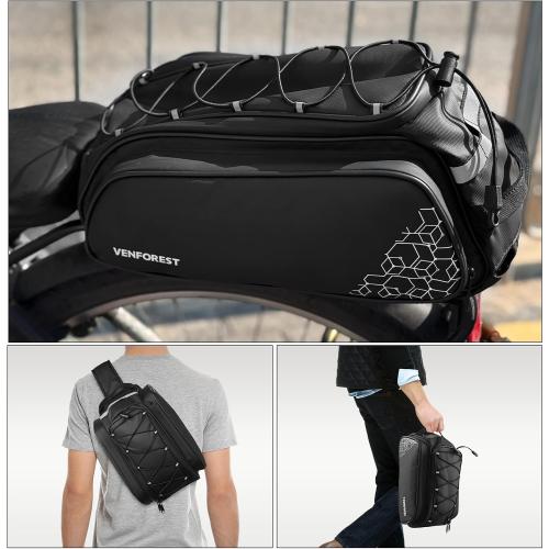 Bike Rear Rack Bag,20L PVC Waterproof Bike Trunk Bag for Road and Mountain Bikes,Multifunctional Bicycle Rear Seat Bag with Rain Cover Bike Saddle Bag for Cycling Trip (Black)