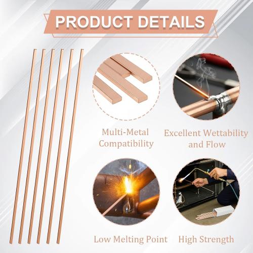 40 Sticks 15% Silver Brazing Rods – Flat Phos Copper Welding Rods for HVAC, Air Conditioner, Refrigerator – AWS BCuP-5 Silver Solder Brazing Alloy 0.050x1/8x10 (40pcs)