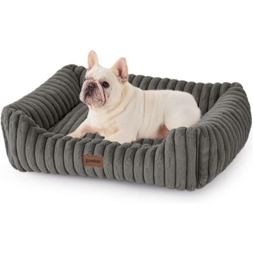 ZOMISIA Dog Bed Medium Size Dog - Large Rectangle Orthopedic Pet Bed with Fluffy Washable Cover and Anti-Slip Bottom, 30x24x9inches, Grey