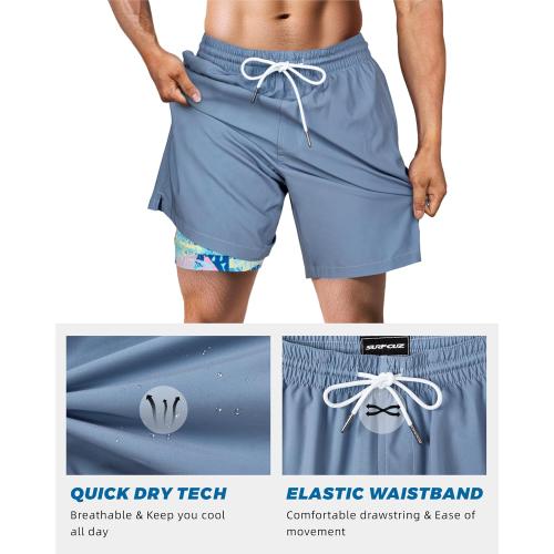 SIZE XL SURF CUZ Mens Swim Trunks with Compression Liner Swim Shorts 7 Swimming Trunks Stretch 7 Inch Swim Suits Quick Dry