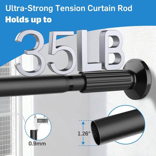 Tension Curtain Rod 51-166 Inch(4.25-13.83Ft), Extra Long Outdoor Tension Rod for Patio Window, No Drill Dual-End Adjustable Spring Shower Rod, Rust Proof Easy to Install, Rod Diameter 1.26In, ***White***