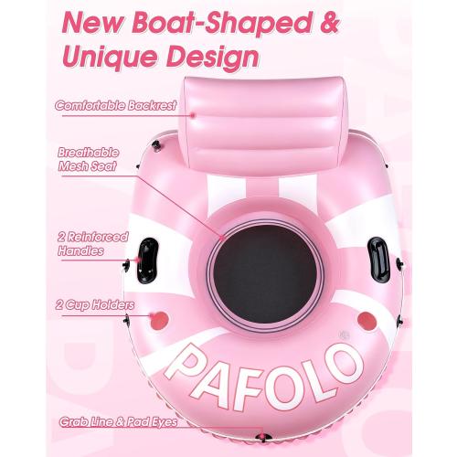 COLOR GREEN ❗❗River Tubes for Floating Heavy Duty, 53 Inflatable Pool Floats Adult, Water Tube with Mesh Seat, Full Support Headrest, 2 Cup Holder, 450lb Capacity - Ideal for Pool, River, Lake Float