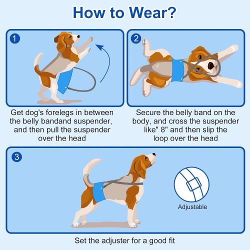 Dono Reusable Belly Bands for Male Dogs with Suspender, 3 Pack Washable Dog Diapers Male, High Absorbency Male Dog Wraps, Leakproof Doggie Puppy Doggy Diapers, Sharks Dinosaurs Trucks, Medium