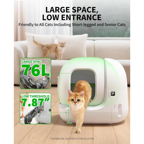 PETKIT PuraMax 2 Automatic Self-Cleaning Cat Litter Box, App Control Automatic Litter Box with Safety Sensors, Odor Free & Anti-Leakage Basic Bundle Includes Trash Bags,2.4G WiFi & Low Entrance