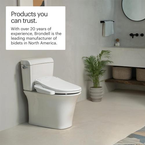 Brondell SE400-EW Swash SE400 Electric Bidet Toilet Seat With Heated Seat, Oscillating Stainless Steel Nozzle, Warm Air Dryer, Night Light, Gentle Close Lid, White Side Arm Control, Elongated