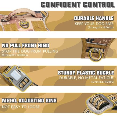 Size Small Camo AUROTH Tactical Dog Harness for Small Medium Dogs No Pull Adjustable Pet Harness Reflective K9 Working Training Easy Control Pet Vest Military Service Dog Harnesses Desert Camo S
