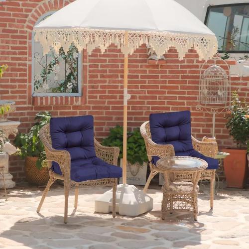 Outdoor Wicker Chair Cushions Set of 2 Solid Fluffy Patio Chair Cushion High Back Waterproof Patio Rocking Chair Replacement Pads for Outdoor Furniture Dark Grey 41.7*20.8*3.9