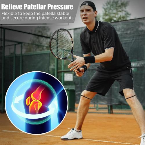 Foilswirl Patella Knee Band Basketball Knee Strap,4,Black and Gray,M