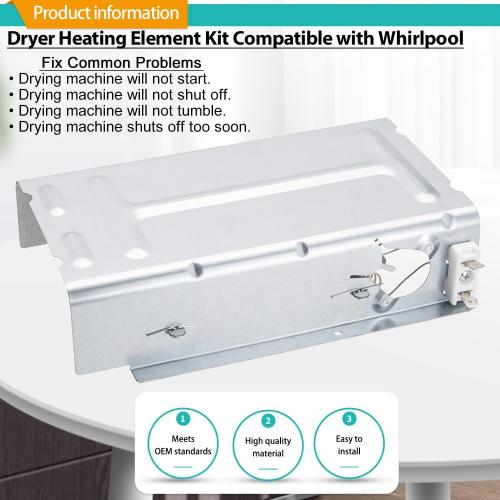 Dryer Heating Element Kit Fit for Whirlpool LER4634EQ1 LER4634EQ2 LER4634JQ1 LER4634PQ0 LER4634PQ1 LER5620KQ1 LER5636EQ3 LER5636EQ2 LER3624EQ1 LER3624EQ0 LER3624JQ0 LER3624JQ1 LER4624DQ1 etc