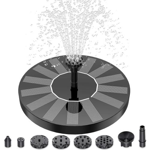 AISITIN Solar Bird Bath Fountain Pump, Solar Fountain Pump for Bird Bath with 6 Nozzles, Solar Powered Water Fountain Pump for Garden, Ponds, Pool, Fish Tank and Outdoor, 1.5W, 1.5W-New