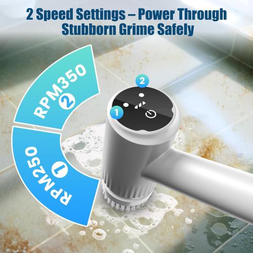 AIRROBO Electric Spin Scrubber, Cordless Electric Scrubber for Cleaning, 300 Mins Runtime, 6 Brush Heads, 47 Adjustable Handle, IPX7 Waterproof for Bathroom, Kitchen, Floors, Tiles, Car Cleaning