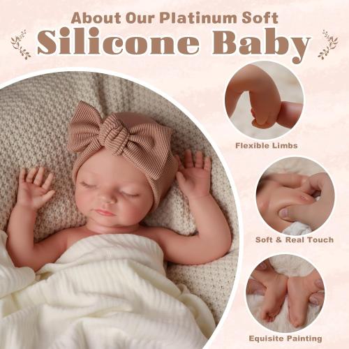BABESIDE 16 Inch Silicone Baby Doll Weighted 4LB, Lifelike Newborn Dolls