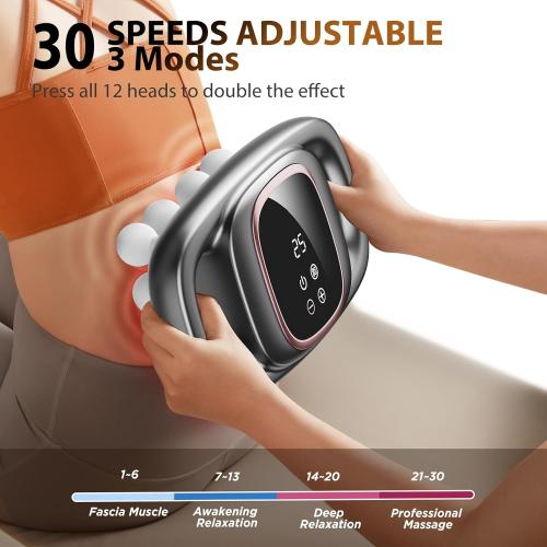 12-Head Massage Gun, 3 Modes, 30 Levels Of Intensity, Electric Deep Tissue Massager, Relieves Muscle Pain All Over The Body, 4k Smart Display, Suitable For Lazy People, The Elderly And Office Workers