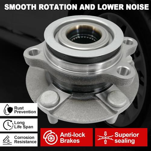 Pair 513298 Front Wheel Bearing Hub Assembly Compatible with Nissan Rogue 2008-2013, for Nissan Rogue Select 2014-2015, for Nissan Sentra 2007-2012, 5 Lug w/ABS