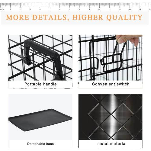 Large Dog Crate, 48 Inch Dog Cage Dual Door Metal Dog Cage with Divider Panel, Leak-Proof Pan, Indoor Outdoor Folding Pet Dog Kennel for Large Pet Animals