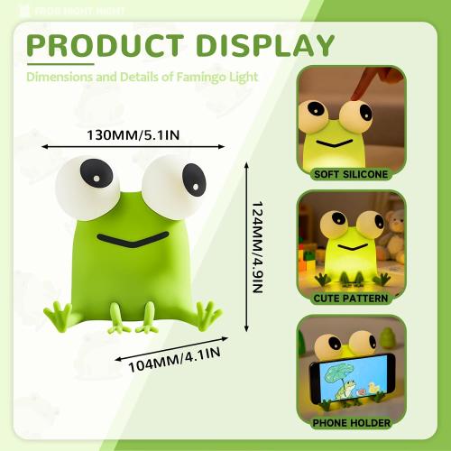 Frog Night Light for Kids, Dimmable Silicone Night Light for Nursery,Frog Lamp Suitable for Boys and Girls Room Decor