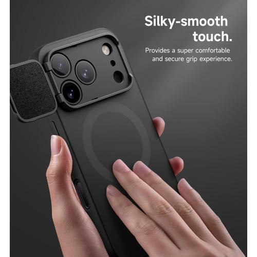 SURITCH for iPhone 17 Pro Case with Camera Control Cover, Camera Cover and Adjustable Kickstand, Compatible with MagSafe, Shockproof Bumper Protective Cases 6.3 Inch, Black