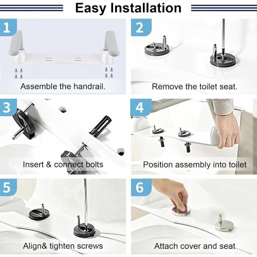 Toilet Safety Rails for Seniors with FlipUp Handle for Bathroom Safety | Heavy Duty Toilet Support Rails with Armrest for Elderly, Disabled, Handicapped, or Mobility Assistance, Fit Standard Toilets