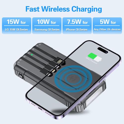 Color Black and Pink Djkk Power-Bank-Solar-Charger-Wireless Charger, 33800mAh Portable Charger 20W Fast Charging External Battery for All Mobile Devices,Three Inputs Solar Portable Charger with Dual Flashlights
