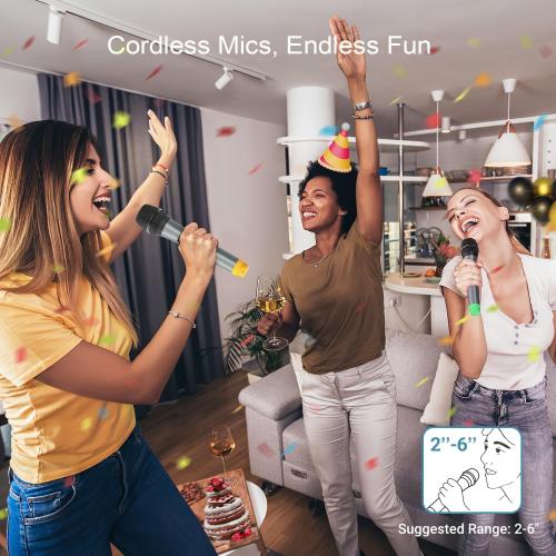 FIFINE UHF Dual Channel Wireless Handheld Microphone, Easy-to-use Karaoke Wireless Microphone System-K036