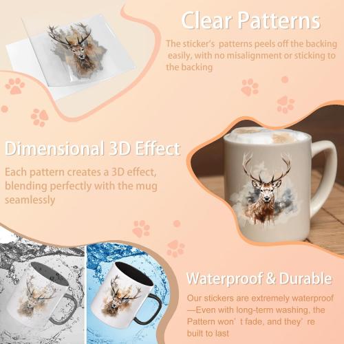12PCS Deer UV DTF Stickers
