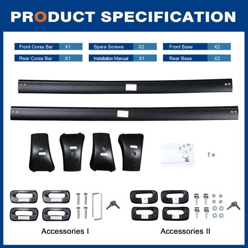 BLACK Lockable Roof Rack Cross Bars 220lb Compatible with 2014-2019 Toyota Highlander XLE Limited & SE & LE Plus & LE with Anti-Theft Metal Heavy Duty Crossbars Black Rooftop Luggage Carrier