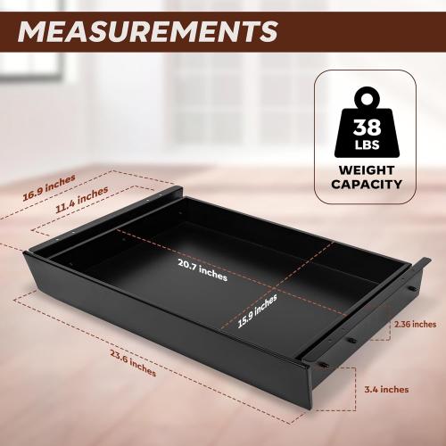 Large 23.6 Inch Under Desk Drawer Slide Out, Pencil Drawer, Undermount Desk Drawer, Under Counter Drawers, Attachable Desk Drawer, Drawer For Under Desk, Undermount Drawer, Under Desk Pull Out Drawer