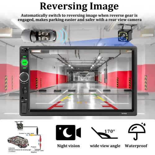 Car Stereo Double Din Bluetooth Car Radio 7 Inch MP5 Player HD Touch Screen FM Radio Audio Receiver AUX in USB TF Card Input UNITOPSCI Multimedia Player Mirror Link with Backup Camera