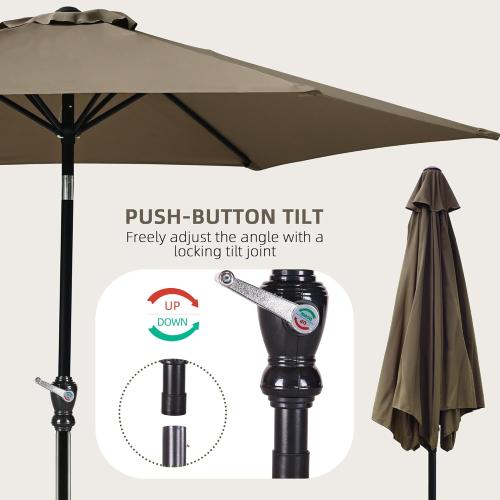 9FT Outdoor Patio Umbrella with Push Button Tilt and Crank
