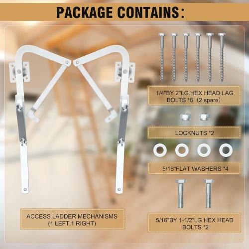 55-2 Attic Ladder Hinge Arms,Compatible with Werner Mk5, WU2210, W2208, W2210, Suitable for Werner Attic Ladders Manufactured After 2010, Heavy Duty Thick Galvanized Material